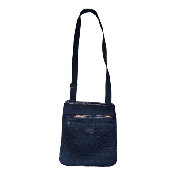 MICHAEL KORS Dark Blue Neoprene Embossed Logo Cross Body Bag Adjustable Strap - Picture 1 of 13
